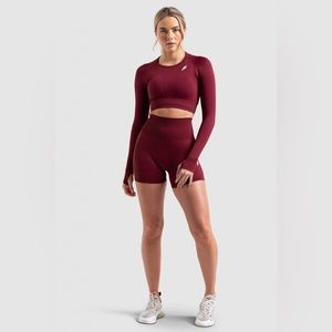DoYouEven Hyperflex 2 Seamless Long Sleeve Crop Top S Sangria Red